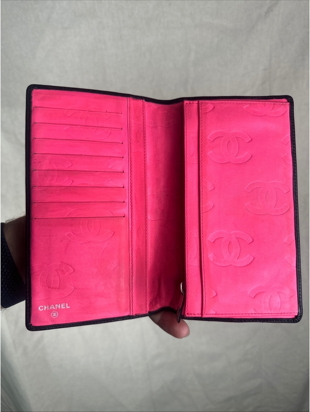CHANEL Cambon Long Wallet Black White Quilted Lambskin Pink - Picture 5 of 9